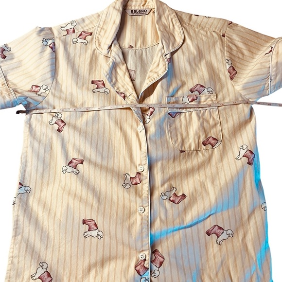 Baleno Women’s Blush and Maroon Pajama Set with Vintage-Inspired Dog Design SZ S - Picture 5 of 11